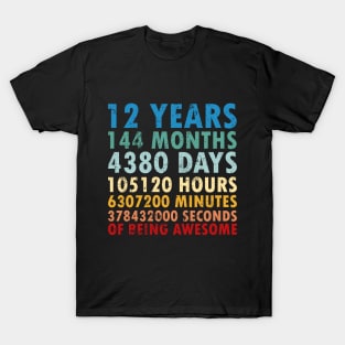 12th Birthday Countdown 12 years of being Awesome / twelve Birthday / 12 Years Old / Girls and Boys / Vintage Retro Style gifts ideas T-Shirt